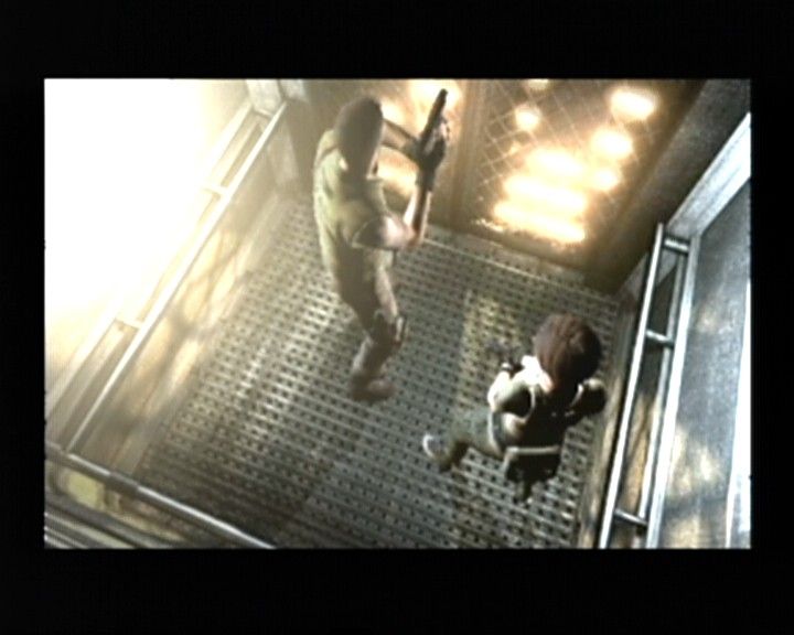 Resident Evil (GameCube) screenshot: Chris Scenario - Riding an elevator with Rebecca