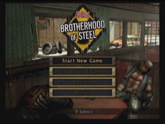 Fallout: Brotherhood of Steel (Xbox) screenshot: Main Menu