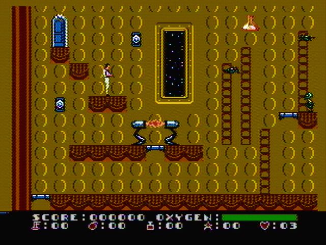Dash Galaxy in the Alien Asylum (NES) screenshot: Collect all objects in the room