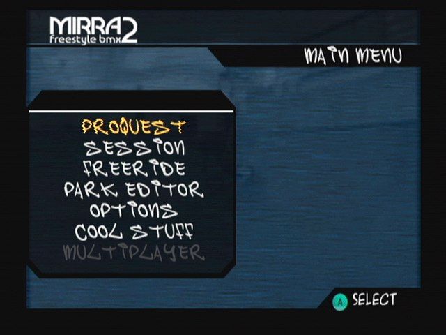 Dave Mirra Freestyle BMX 2 (GameCube) screenshot: Main Menu