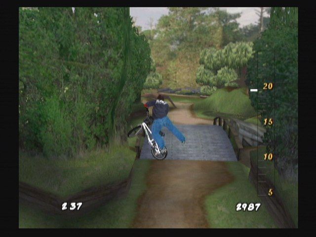 Dave Mirra Freestyle BMX 2 (GameCube) screenshot: Tailwhip over the Swamp