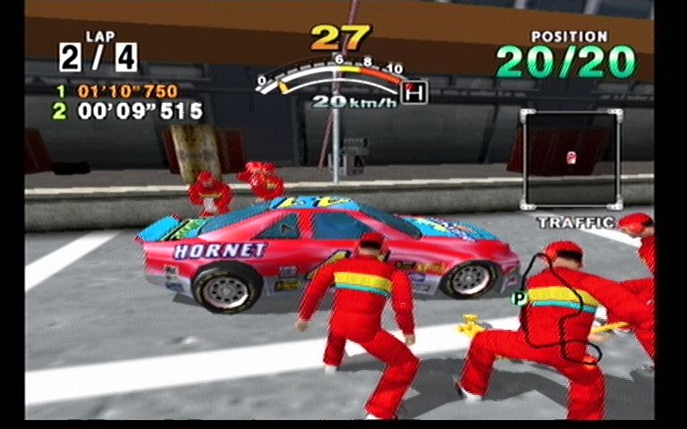 Daytona USA (Dreamcast) screenshot: In the pits...