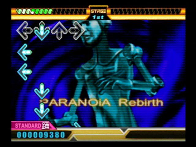 DDRMAX 2: Dance Dance Revolution (PlayStation 2) screenshot: No DDR is complete without the maniacal song "Paranoia".