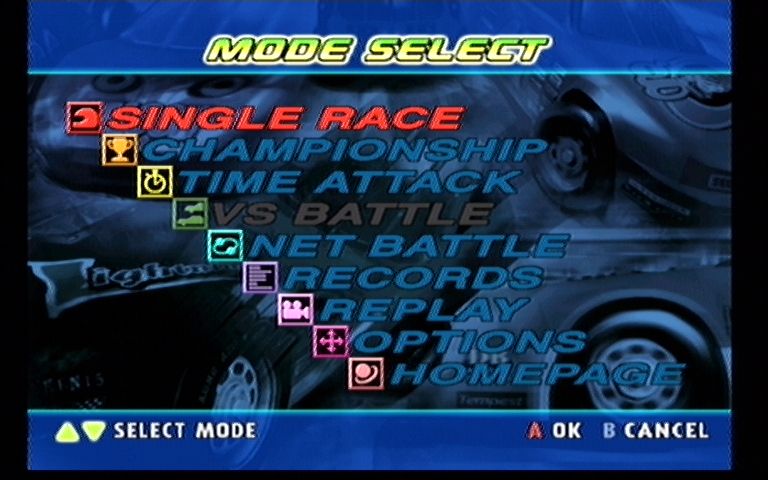 Daytona USA (Dreamcast) screenshot: Main Menu