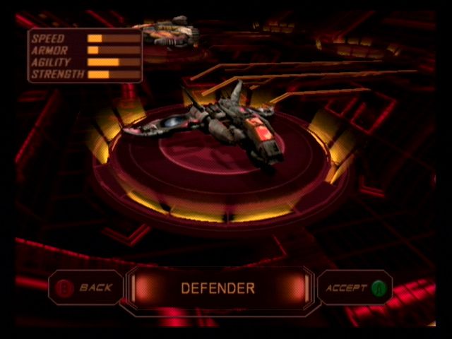 Defender (GameCube) screenshot: Select a ship