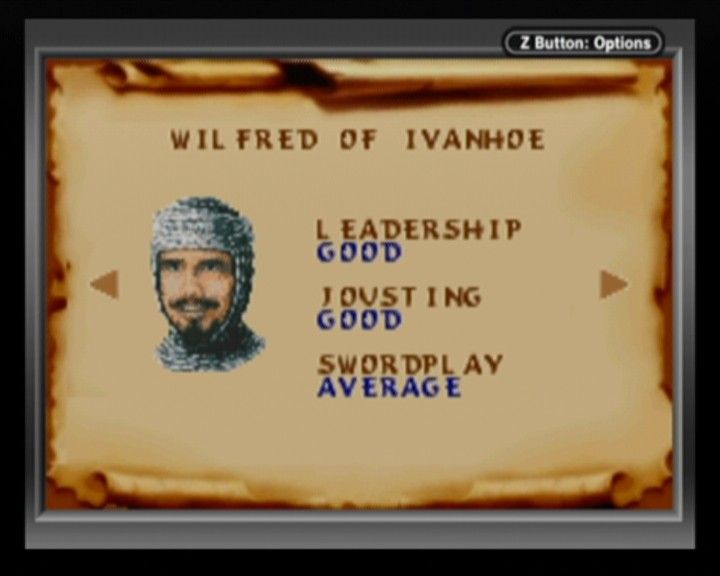 Defender of the Crown (Game Boy Advance) screenshot: Character selection screen.