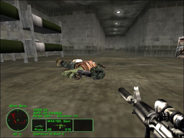 Delta Force: Task Force Dagger (Windows) screenshot: Dead tango in underground barracks