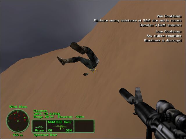 Delta Force: Task Force Dagger (Windows) screenshot: That would explain his death...