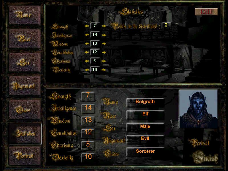 Demise: Rise of the Ku'tan (Windows) screenshot: Character Creation