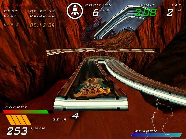 Dethkarz (Windows) screenshot: Keep your speed up for those gap jumps