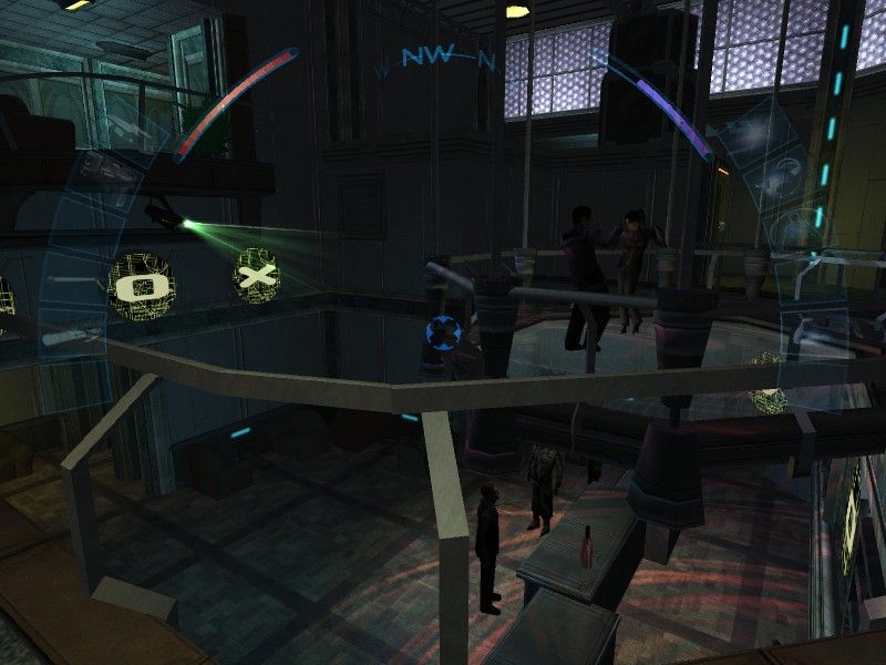 Deus Ex: Invisible War (Windows) screenshot: Checking up what's new in the local bar