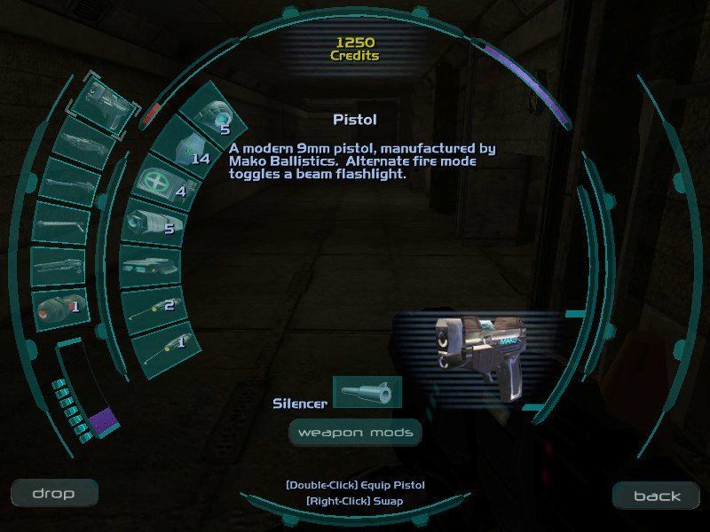 Deus Ex: Invisible War (Windows) screenshot: The simplified inventory screen