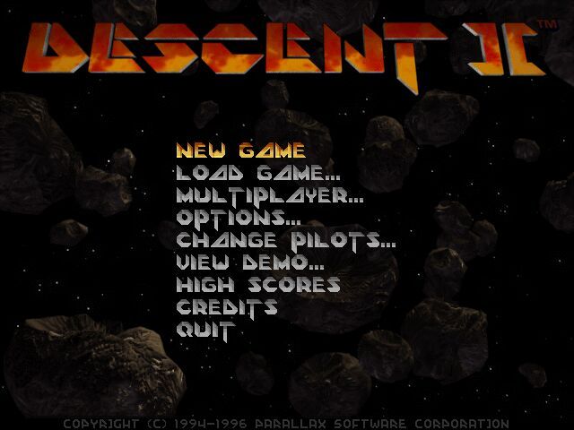 Descent II (DOS) screenshot: Main menu