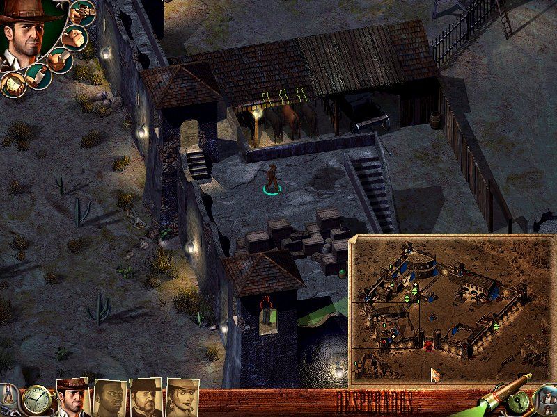 Desperados: Wanted Dead or Alive (Windows) screenshot: Using mini map, you can see hidden foes.