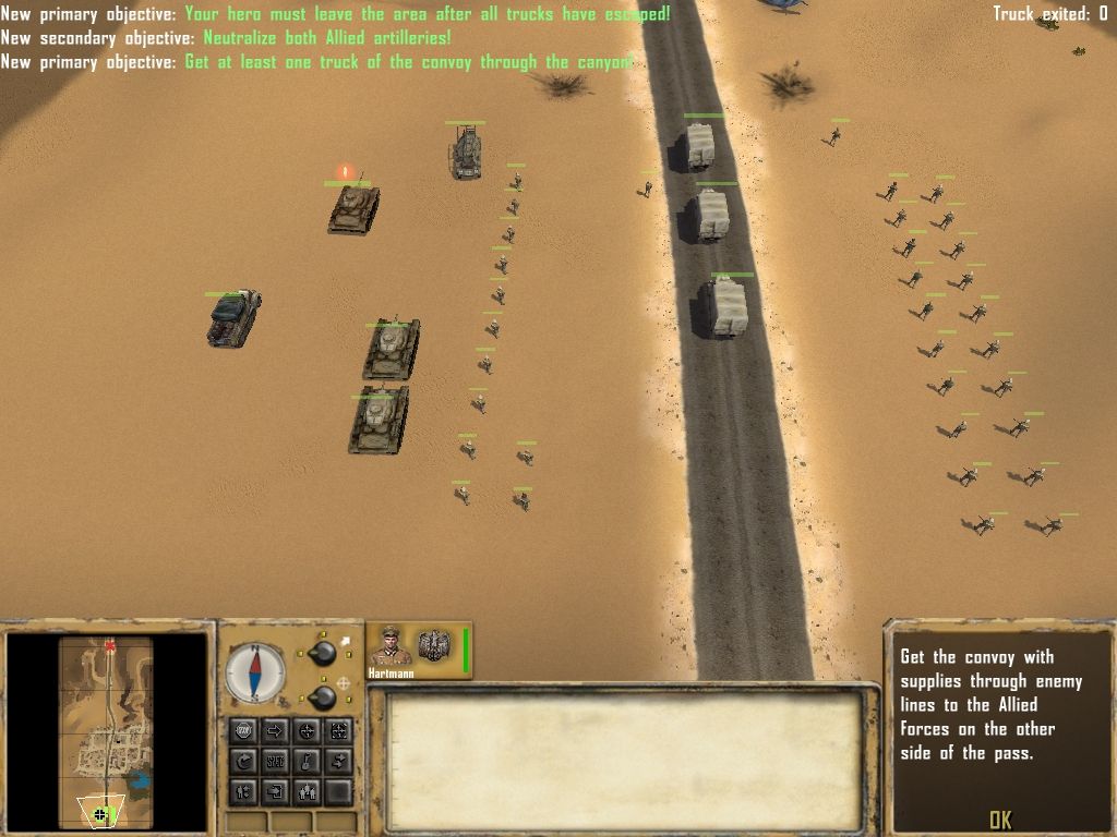 Desert Rats vs. Afrika Korps (Windows) screenshot: Take the convoy safely to the other side