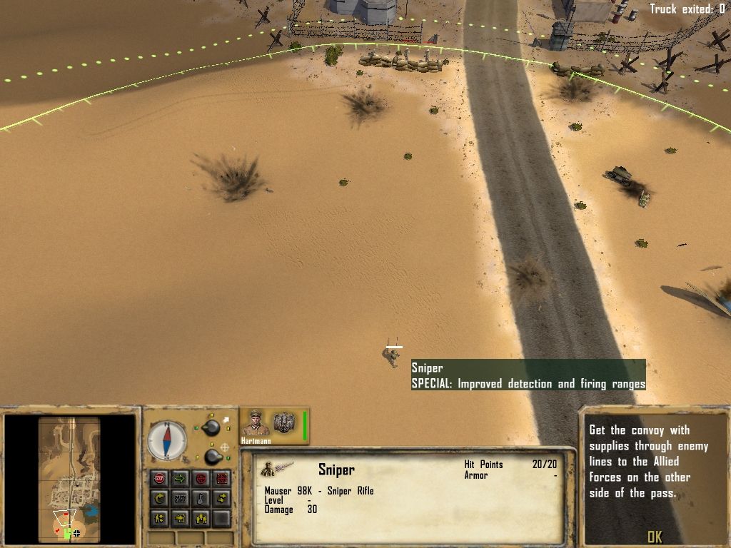 Desert Rats vs. Afrika Korps (Windows) screenshot: Sniper taking out a soldier