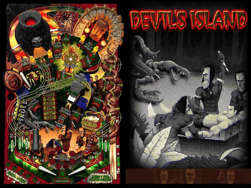 Devil's Island Pinball (Windows) screenshot: Full table view