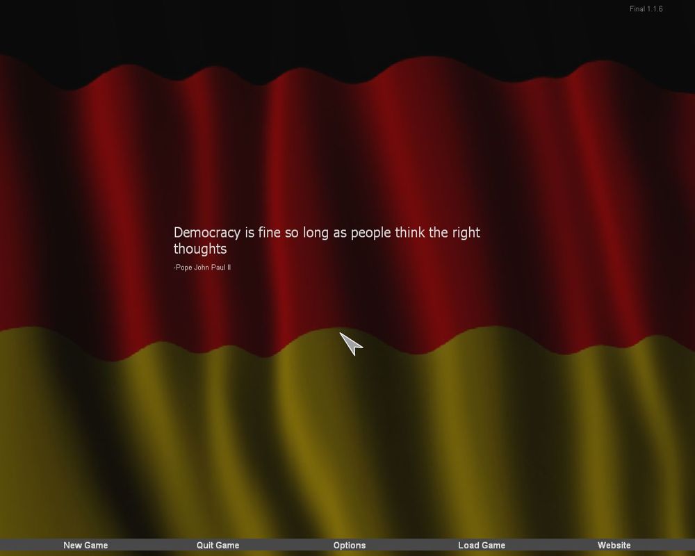 Democracy (Windows) screenshot: Opening Screen