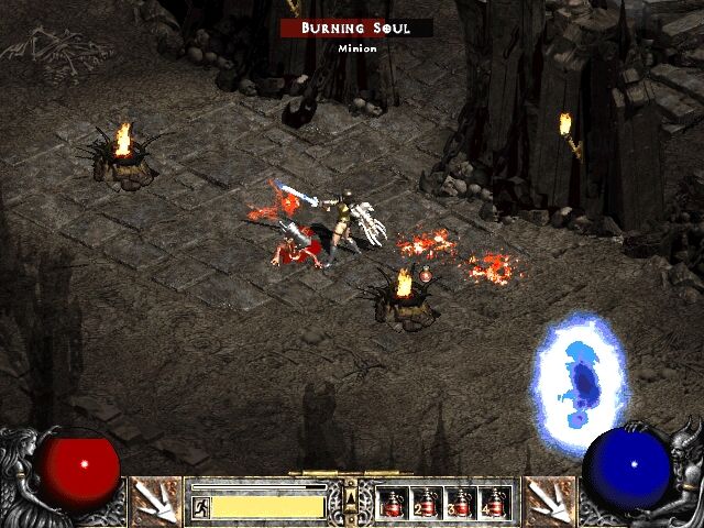 Diablo II (Windows) screenshot: You can always come back to town using portals if you end up somewhere without a waypoint or far away.