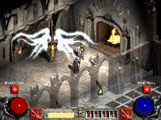 Diablo II (Windows) screenshot: Tyrael may be fearceful in CGs, but ingame, he'll only be there to advise you, not much of a physical help, though :(