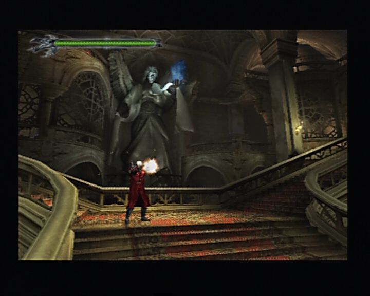 Devil May Cry (PlayStation 2) screenshot: Dante using his famour dual guns, the only firearm you start with.