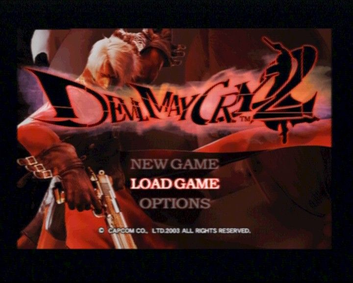 Devil May Cry 2 (PlayStation 2) screenshot: Main menu screen (Dante disc).