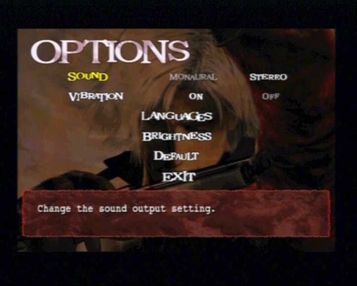 Devil May Cry 2 (PlayStation 2) screenshot: Options (Dante disc).