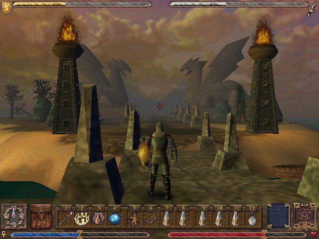 Ultima IX: Ascension (Windows) screenshot: Arrival upon the strange island of Terfin