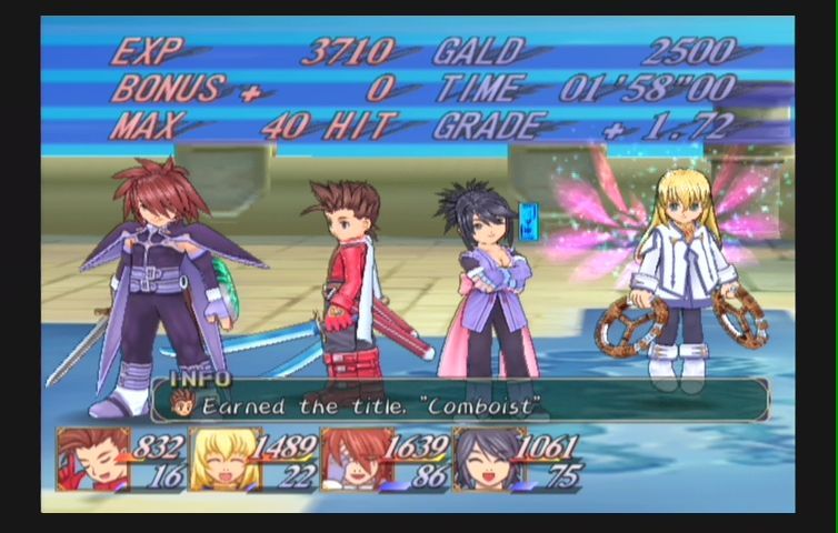Tales of Symphonia (GameCube) screenshot: Victory in battle