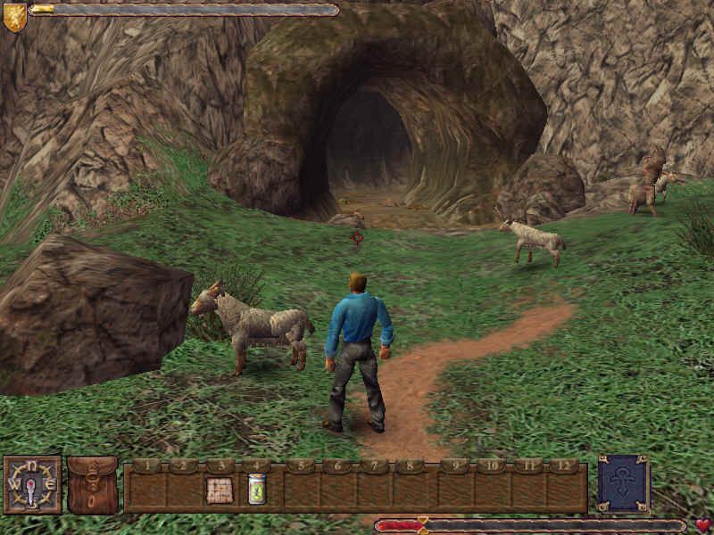 Ultima IX: Ascension (Windows) screenshot: There is plenty of wildlife, even during the prologue on Earth. If you're really cruel, you can also attack this goat...