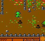 Tabaluga (Game Boy Color) screenshot: Tabaluga with a hare "'Happy"