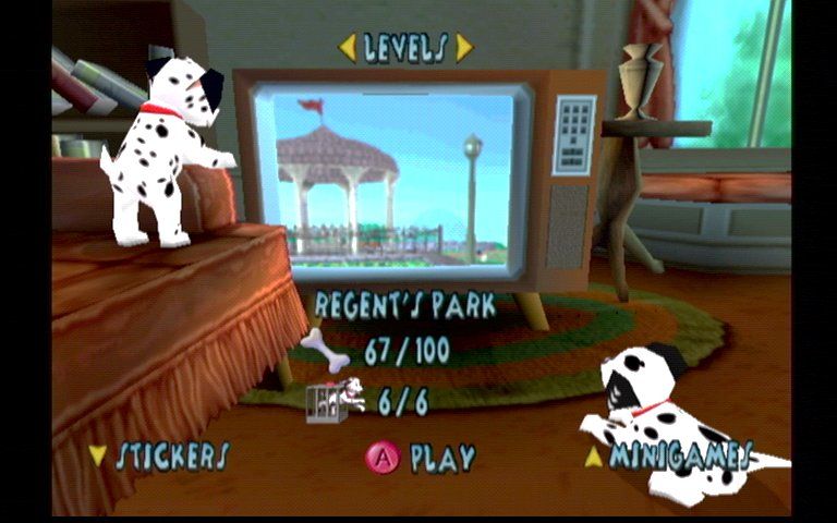 Disney's 102 Dalmatians: Puppies to the Rescue (Dreamcast) screenshot: Select your level.