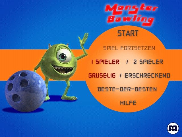 Disney•Pixar's Monsters Inc.: Wreck Room Arcade - Bowling for Screams (Windows) screenshot: Main menu