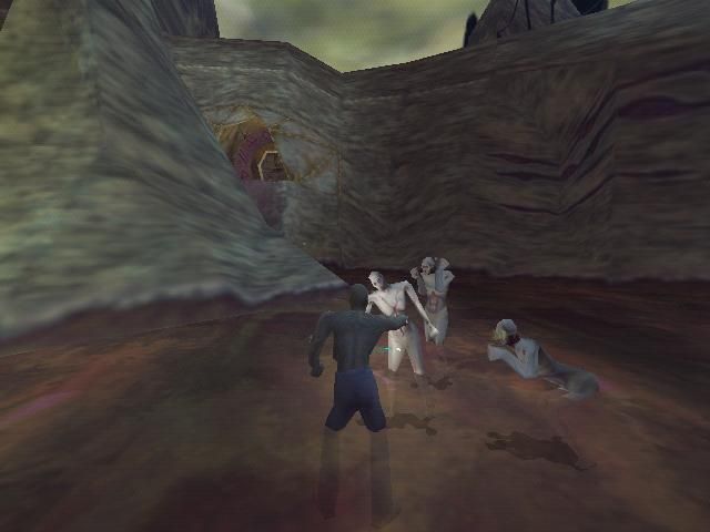 Shadow Man (Windows) screenshot: Shadow Man's other usual activity: shooting zombies