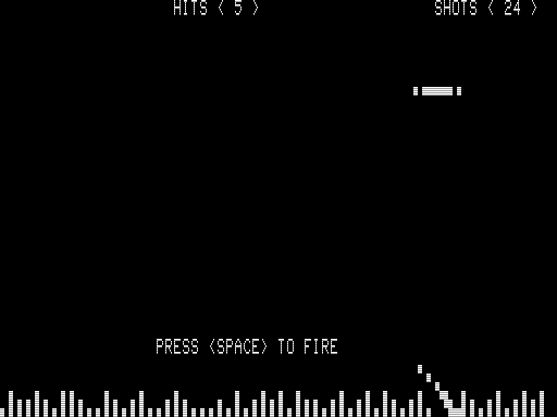 Duck Hunter (TRS-80) screenshot: A Duck is Coming