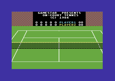 On-Court Tennis (Commodore 64) screenshot: Title screen