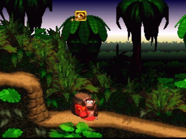 Donkey Kong Country (SNES) screenshot: Isn't he cute?