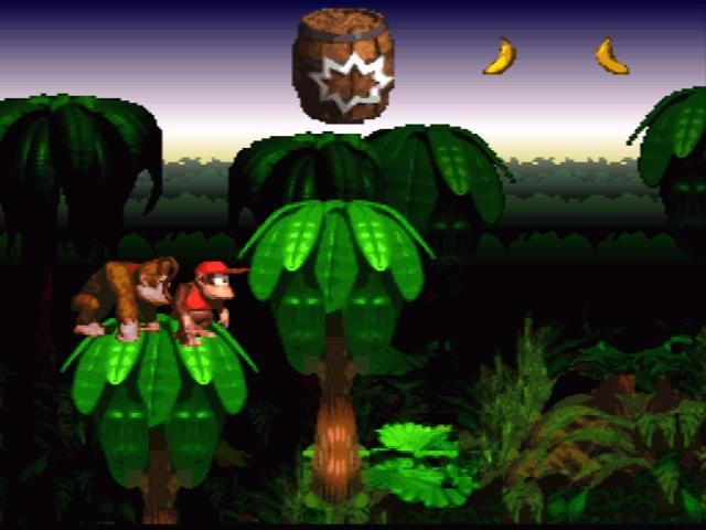 Donkey Kong Country (SNES) screenshot: Now we've really climbed high...
