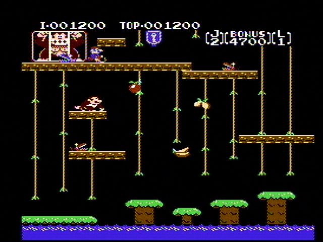 Donkey Kong Classics (NES) screenshot: The first level (Donkey Kong Jr.)