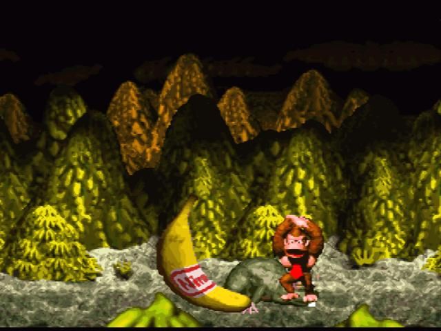 Donkey Kong Country (SNES) screenshot: After a big battle, you get a trophy