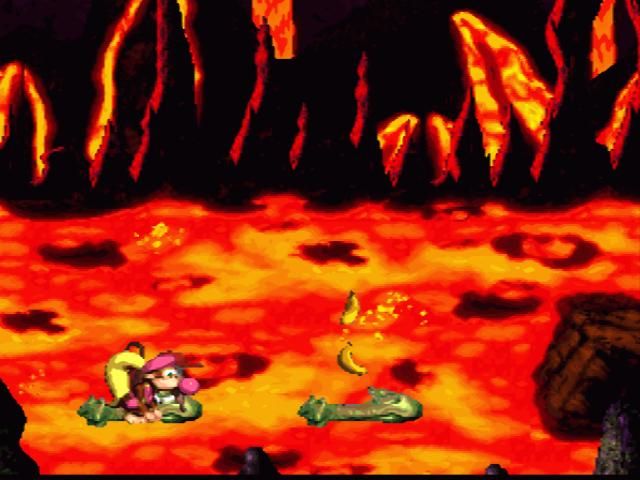 Donkey Kong Country 2: Diddy's Kong Quest (SNES) screenshot: Jumpin' on crocodiles