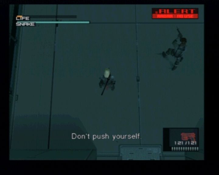 Metal Gear Solid 2: Sons of Liberty (PlayStation 2) screenshot: Main Episode - Raiden and Snake doing some team work.