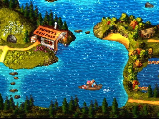 Donkey Kong Country 3: Dixie Kong's Double Trouble! (SNES) screenshot: On a motor boat
