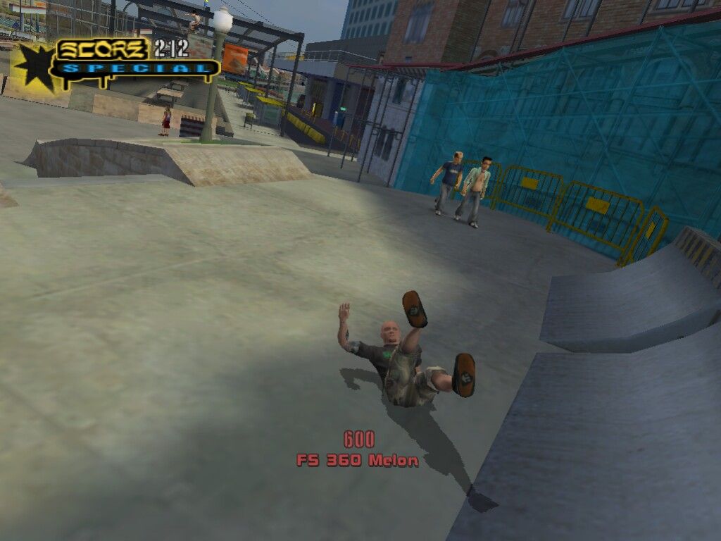 Tony Hawk's Underground 2 (Windows) screenshot: Fell on back