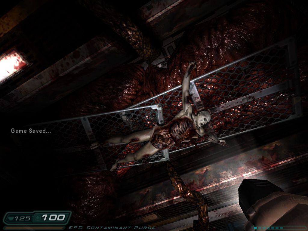 Doom³ (Windows) screenshot: Not that creepy compared to what's coming later.