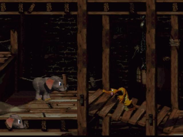 Donkey Kong Country 3: Dixie Kong's Double Trouble! (SNES) screenshot: Playing as an ELEPHANT through this level!