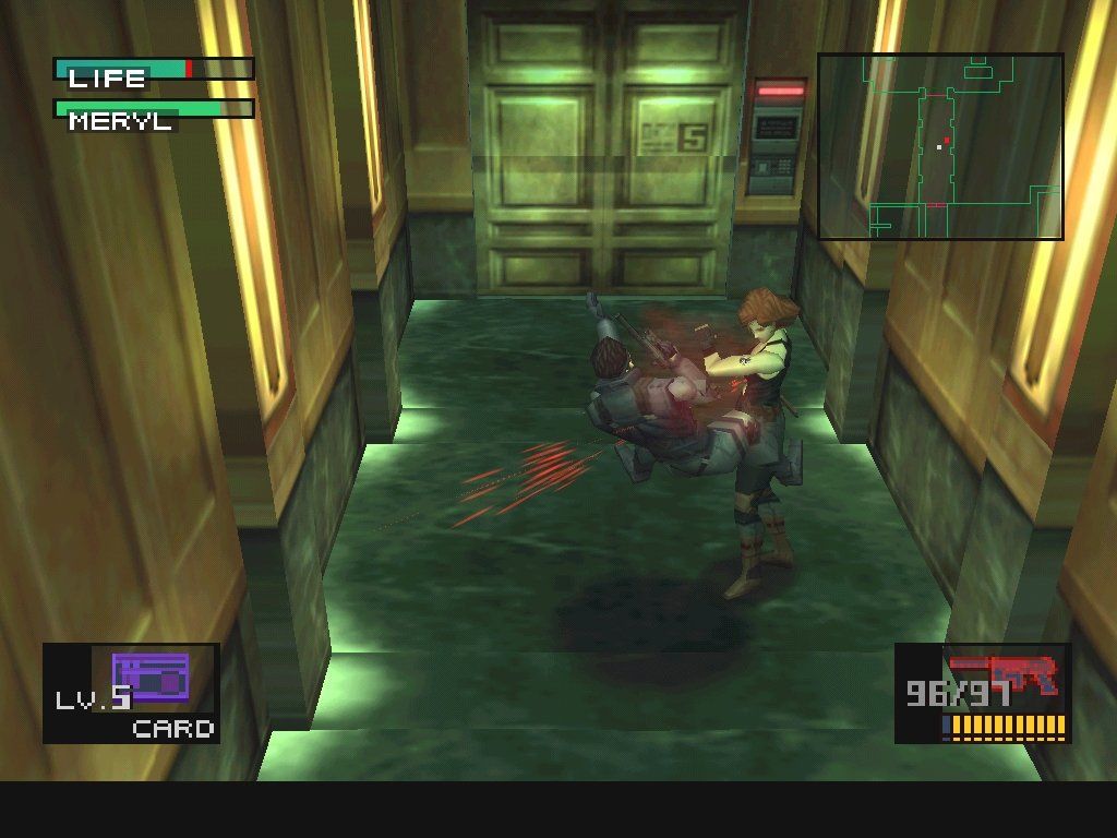 Metal Gear Solid (Windows) screenshot: Mess with Meryl, and she'll toss your Special Forces butt around like a rag doll