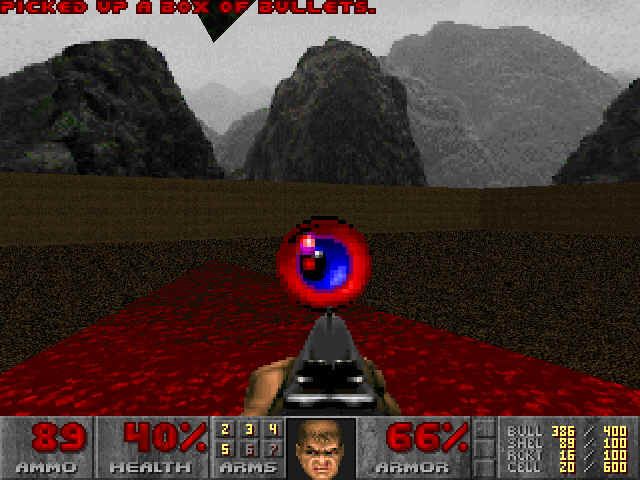 Doom: Collector's Edition (Windows) screenshot: Woo, a powerup! Partial invisibility!