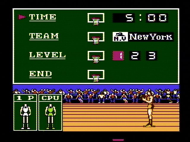 Double Dribble (NES) screenshot: Set up game options