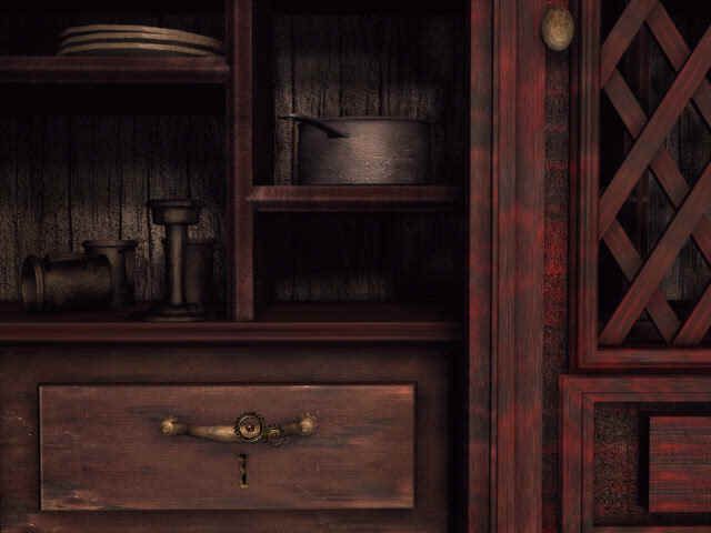 Dracula: The Resurrection (Windows) screenshot: You must search for items. This dresser, unfortunately, is locked.